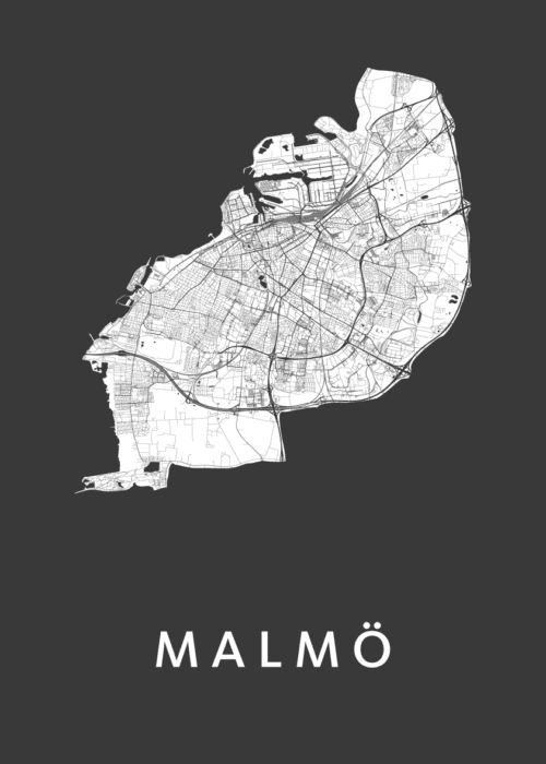 Malmö Stadskaart - Black poster