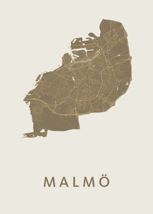 Malmö Stadskaart - Gold poster