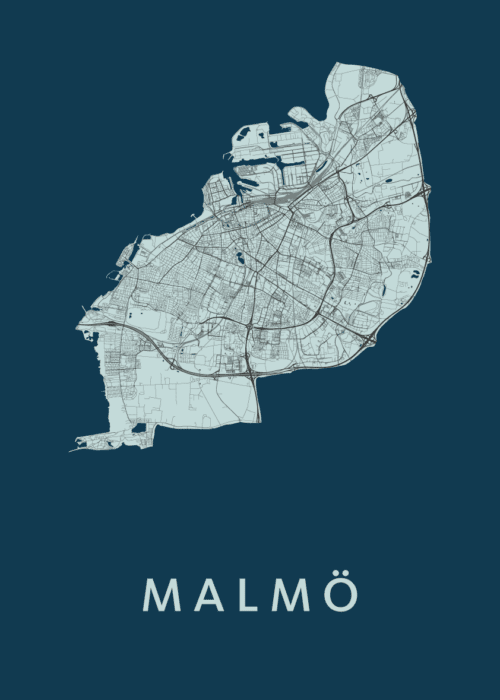 Malmö Stadskaart - Navy poster
