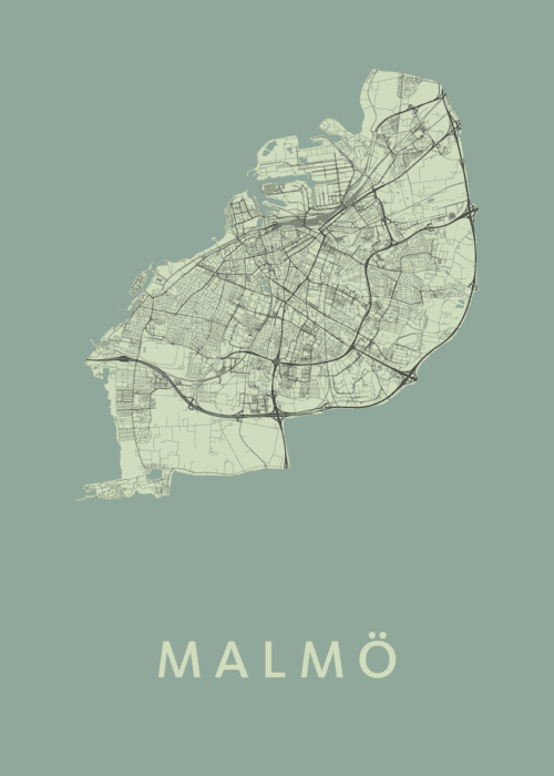 Malmö Stadskaart - Olive poster