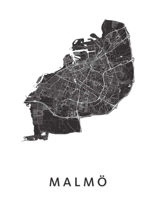 Malmö Stadskaart - White poster