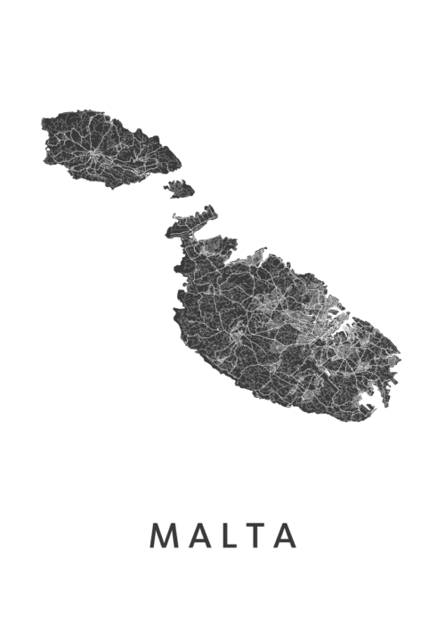 Malta eilandkaart poster | Kunst in Kaart