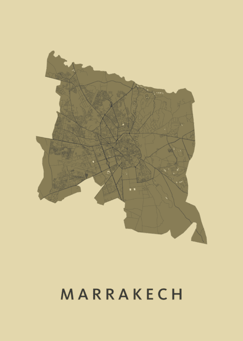 Marrakech GoldenRod Stadskaart Poster Kopen