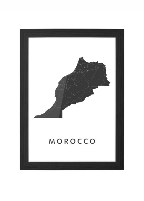 morocco landkaart poster ingelijst in zwarte lijst