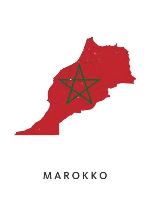 Marokko Landkaart Poster met Landvlag