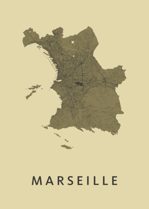 Marseille GoldenRod Stadskaart Poster Kopen