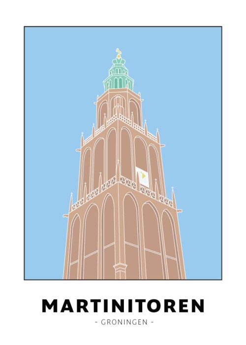 Martinitoren - Groningen lijntekening print