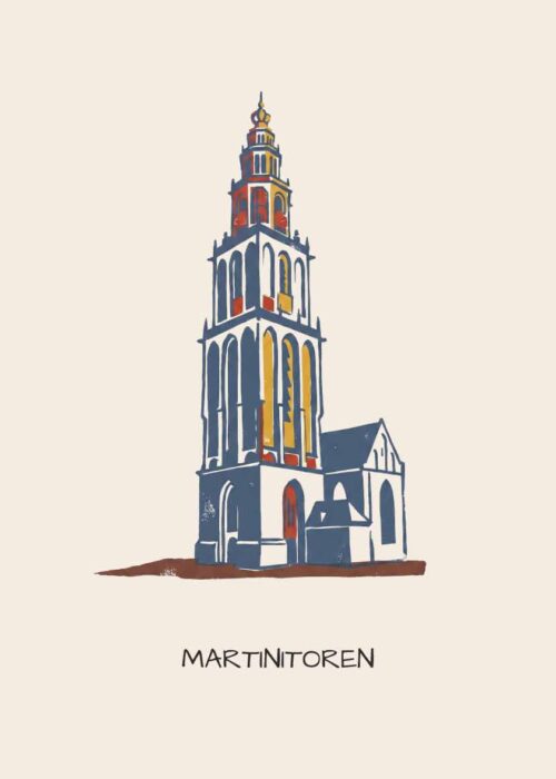 Martinitoren Groningen - Linosnede-stijl