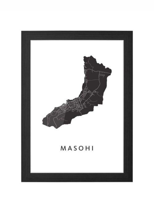 masohi kaart poster ingelijst in zwarte lijst