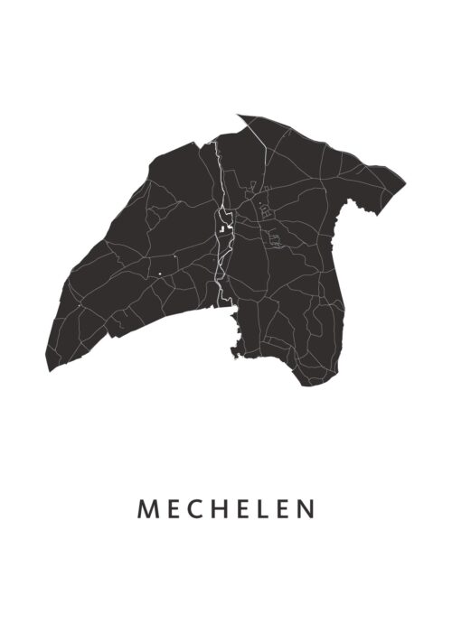 Mechelen White Stadskaart Poster Kopen