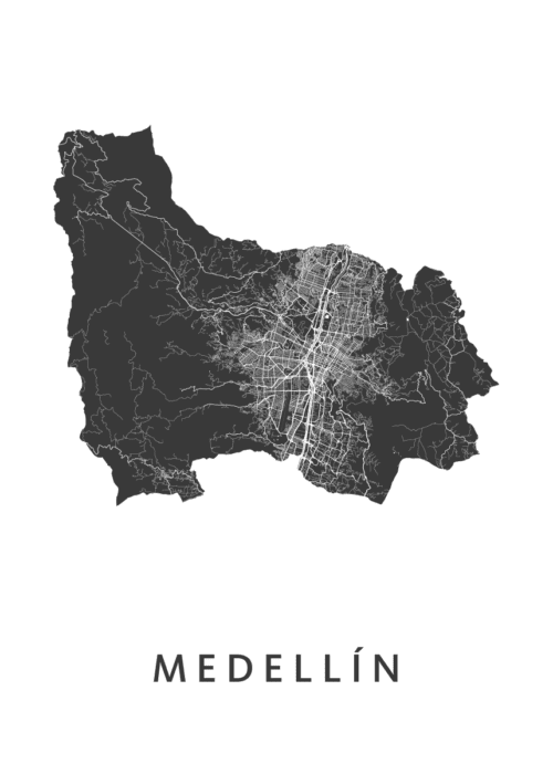 Medellín Kaart Poster