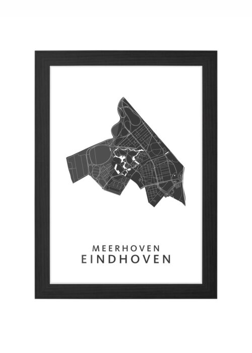 meerhoven wijkkaart poster ingelijst in zwarte lijst