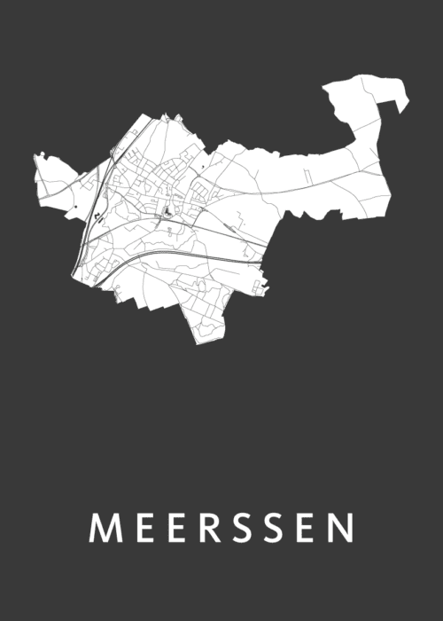Meerssen Black Stadskaart Poster Kopen