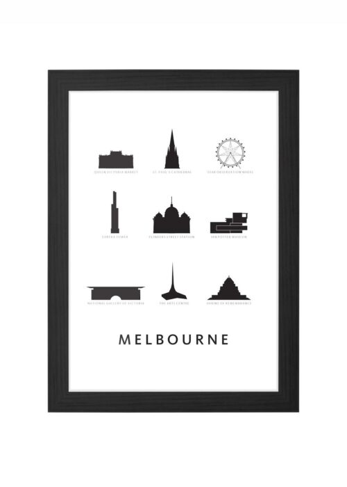Melbourne - Architectuur Print ingelijst in zwarte lijst