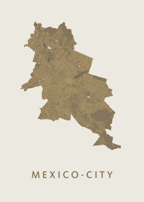 Mexico-city Gold Stadskaart Poster Kopen