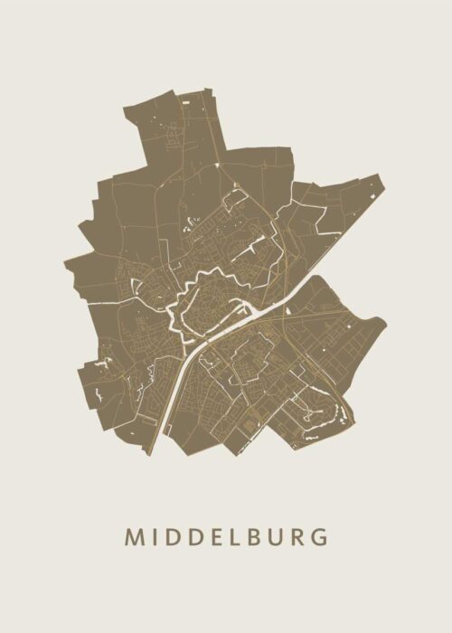 Middelburg Gold Stadskaart Poster Kopen