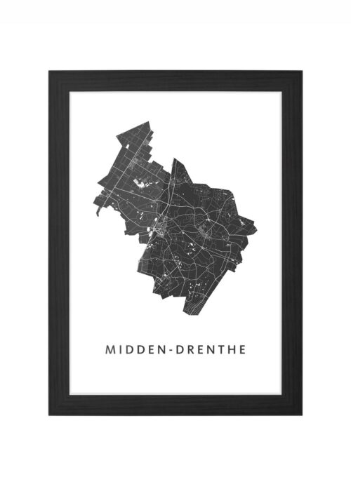 Midden-Drenthe Ingelijst in Zwart lijst Kopen | Kunst in Kaart