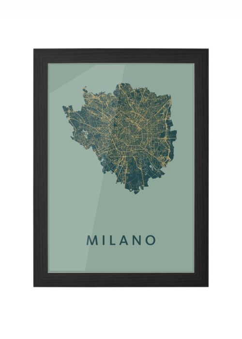 milano stadskaart poster ingelijst in zwarte lijst