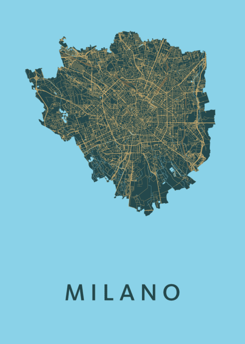 Milano Stadskaart poster Azure