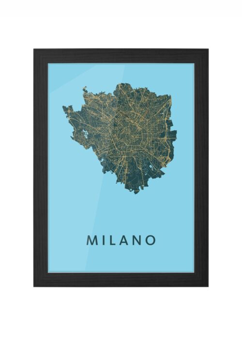 milano stadskaart poster ingelijst in zwarte lijst