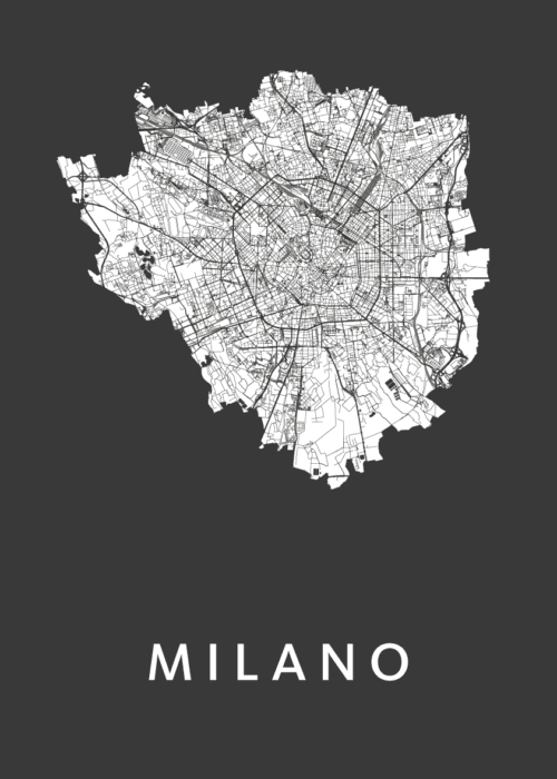 Milano Stadskaart poster Black
