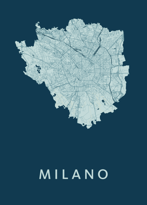 Milano Stadskaart poster Feldgrau