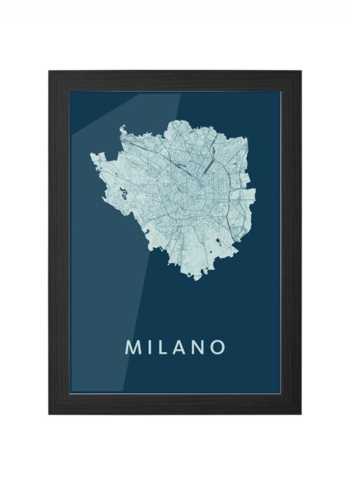 milano stadskaart poster ingelijst in zwarte lijst