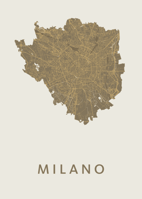 Milano Stadskaart poster Gold