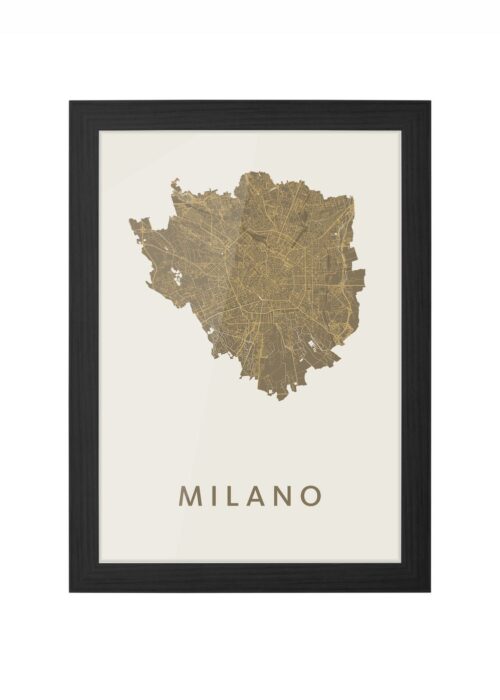 milano stadskaart poster ingelijst in zwarte lijst