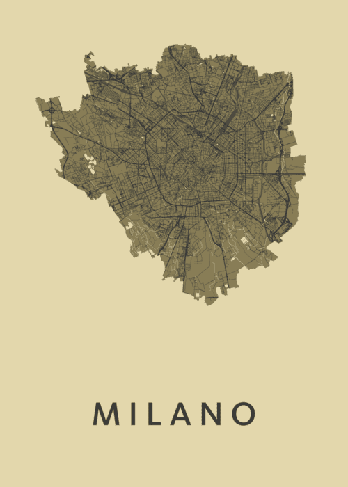 Milano Stadskaart poster GoldenRod