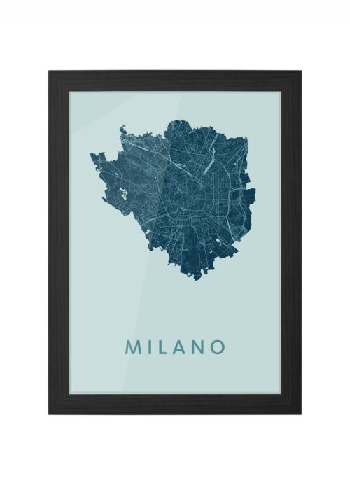 milano stadskaart poster ingelijst in zwarte lijst