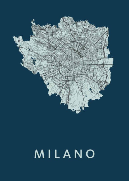 Milano Stadskaart poster Navy
