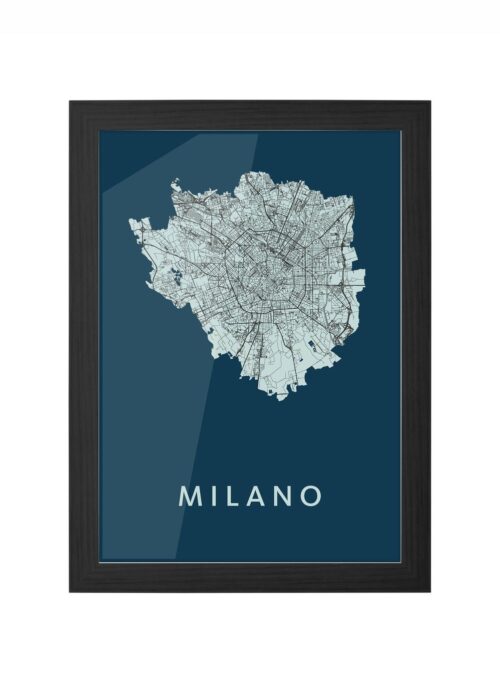 milano stadskaart poster ingelijst in zwarte lijst