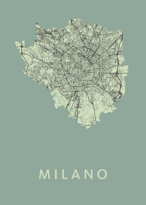 Milano Stadskaart poster Olive