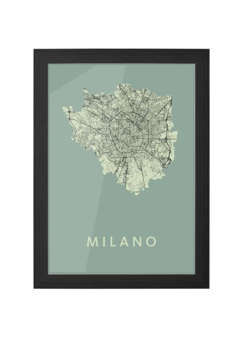 milano stadskaart poster ingelijst in zwarte lijst