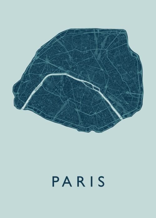 Parijs stadskaart poster Mint
