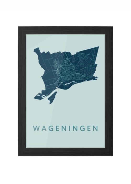 wageningen stadskaart poster ingelijst in zwarte lijst