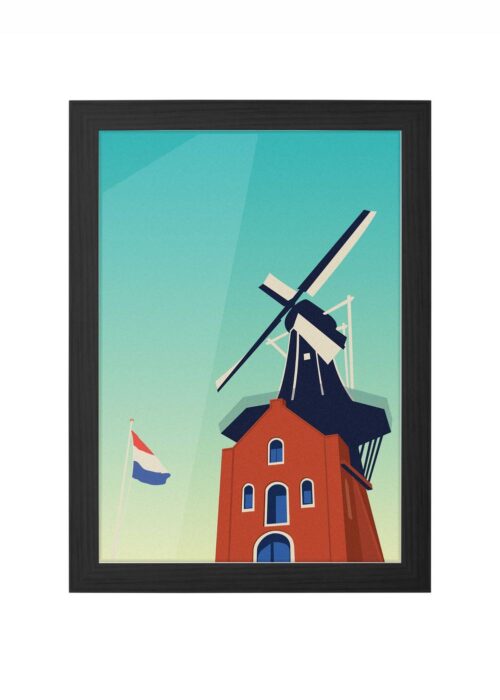 de adriaan stadsgezicht poster ingelijst in zwarte lijst