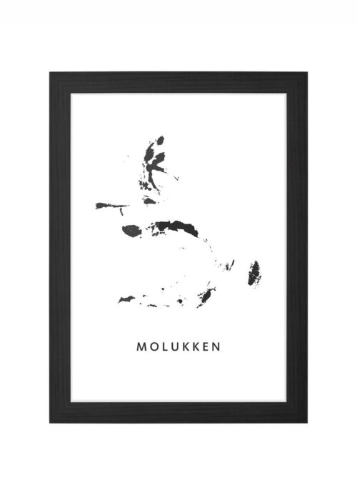 molukken regiokaart poster ingelijst in zwarte lijst