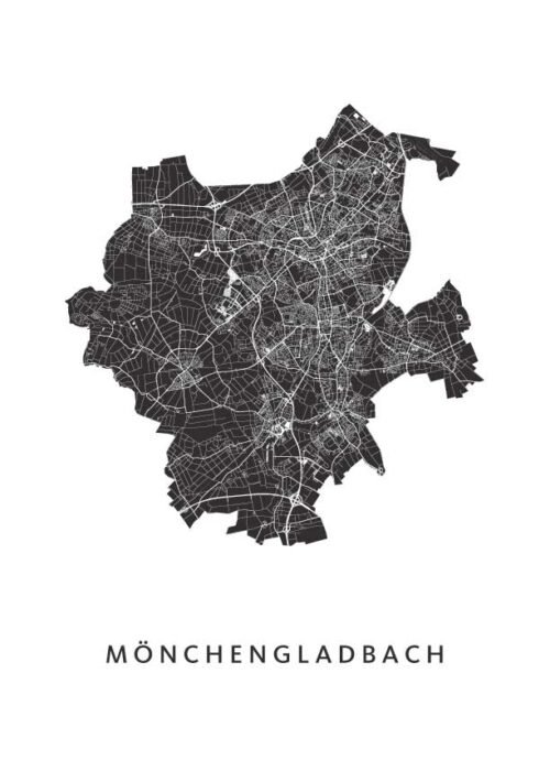 Mönchengladbach White Stadskaart Poster Kopen