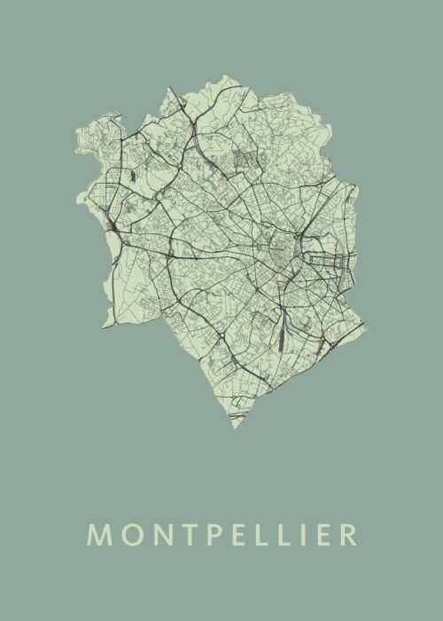 Montpellier Olive Stadskaart Poster Kopen