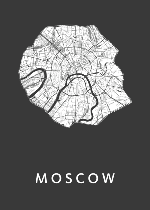 Moscow Black Stadskaart Poster Kopen