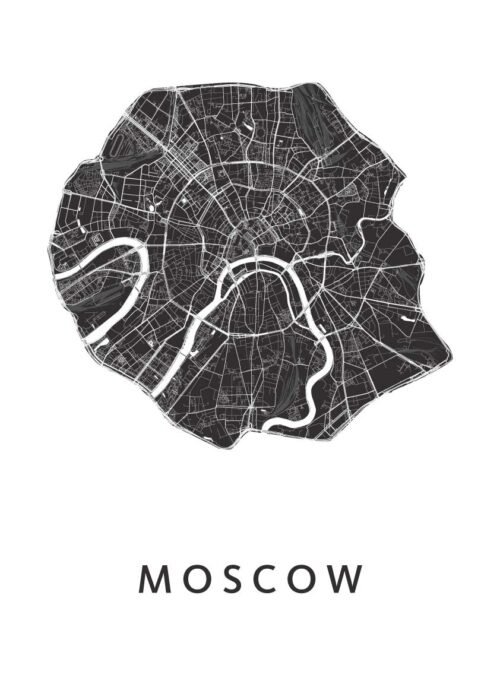 Moscow White Stadskaart Poster Kopen