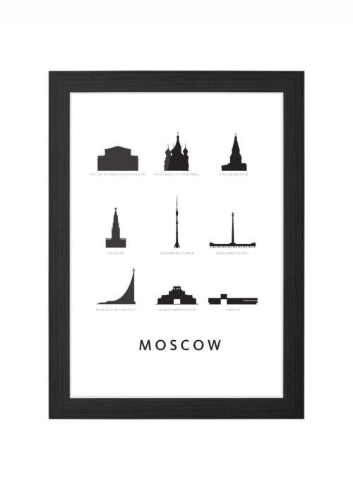 Moscow - Architectuur Print ingelijst in zwarte lijst