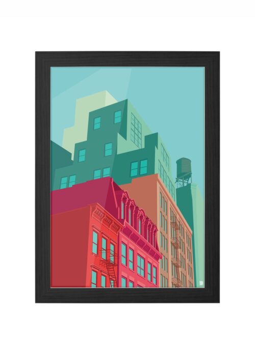 new york - mulberry street stadsgezicht poster ingelijst in zwarte lijst