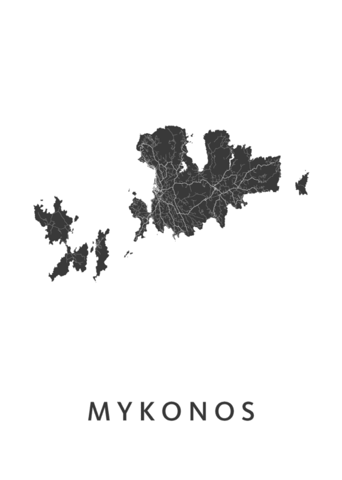 Mykonos Eilandkaart Poster