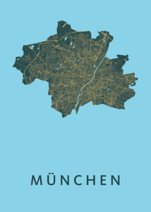 München Azure Stadskaart Poster Kopen