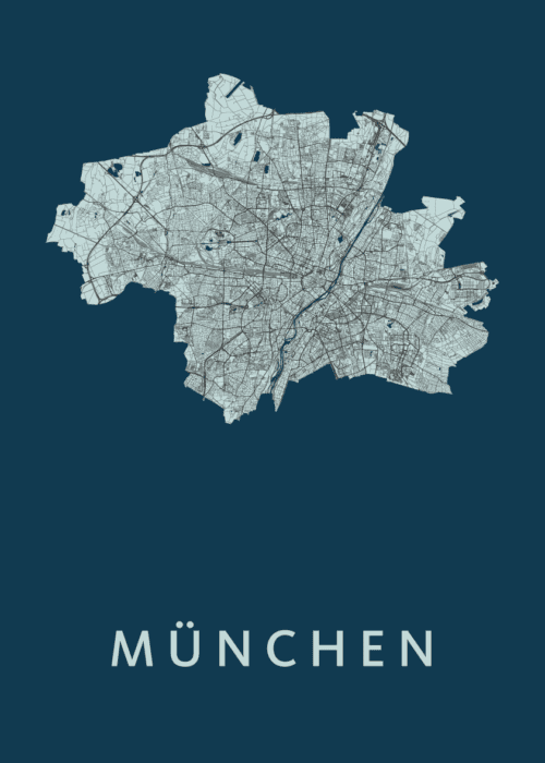 München Navy Stadskaart Poster Kopen
