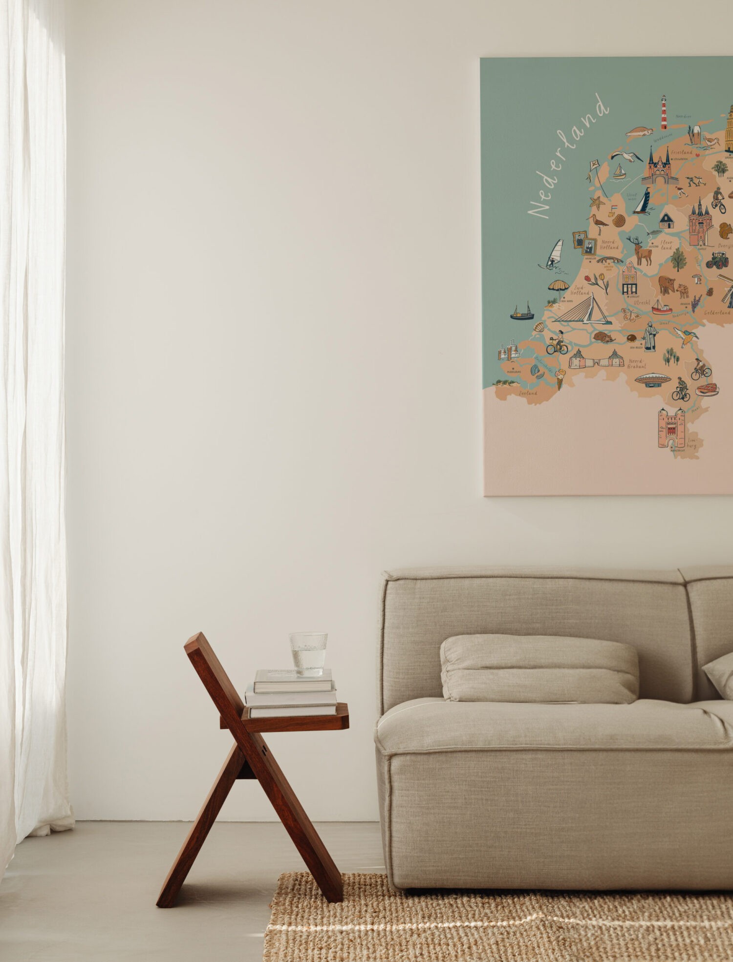 Geïllustreerde kaart - Nederland Poster kinderkamer