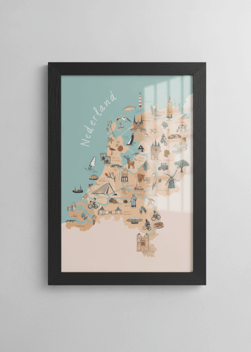 Kinderkamer poster - Nederland Zwarte lijst